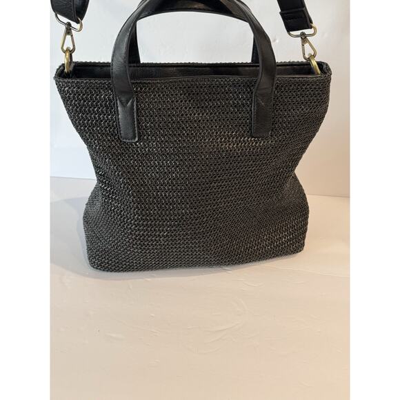 Joy Susan Black Straw Crossbody Tote Bag - Picture 2 of 11